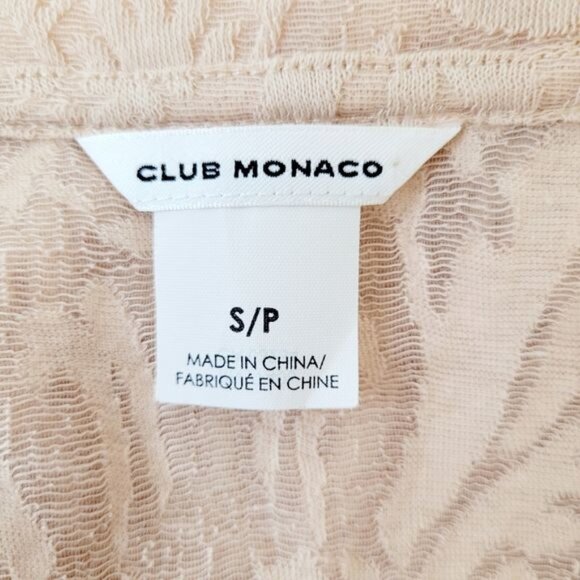 Club Monaco Linen Blend Sheer‎ Lace Short Sleeve Shirt Size Small - Picture 6 of 8